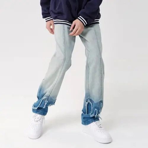 Jean Y2K Two-Tone Blue Baggy Jeans Size US 33 - 3 Thumbnail