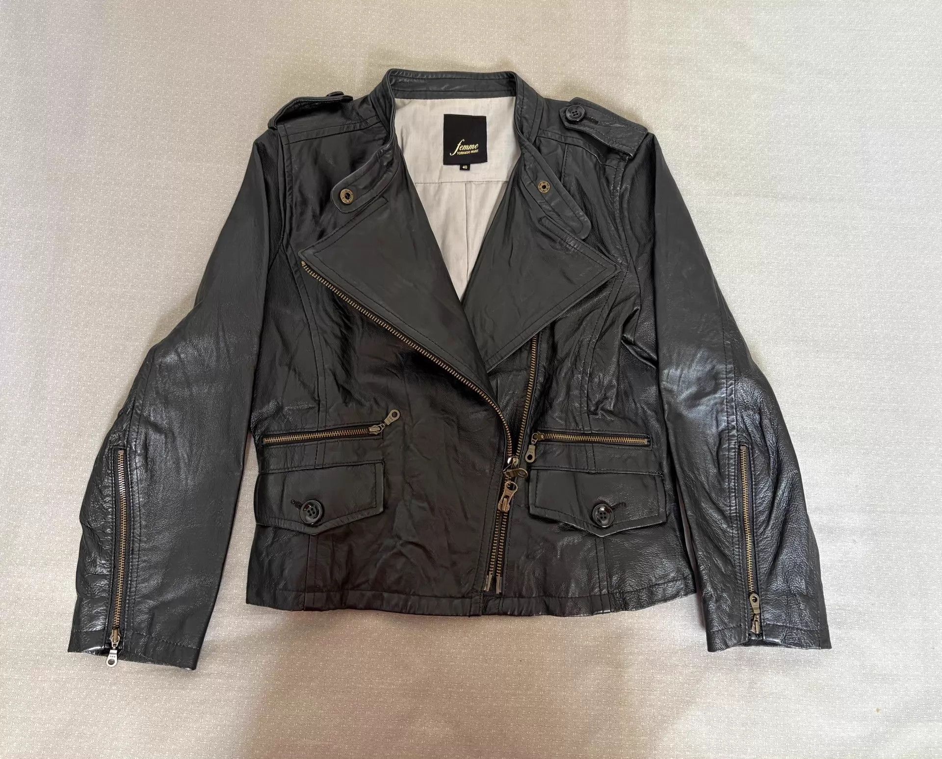 Tornado Mart Tornado Mart vintage leather jacket short fitted multi-zip Size S / US 4 / IT 40 - 2 Thumbnail