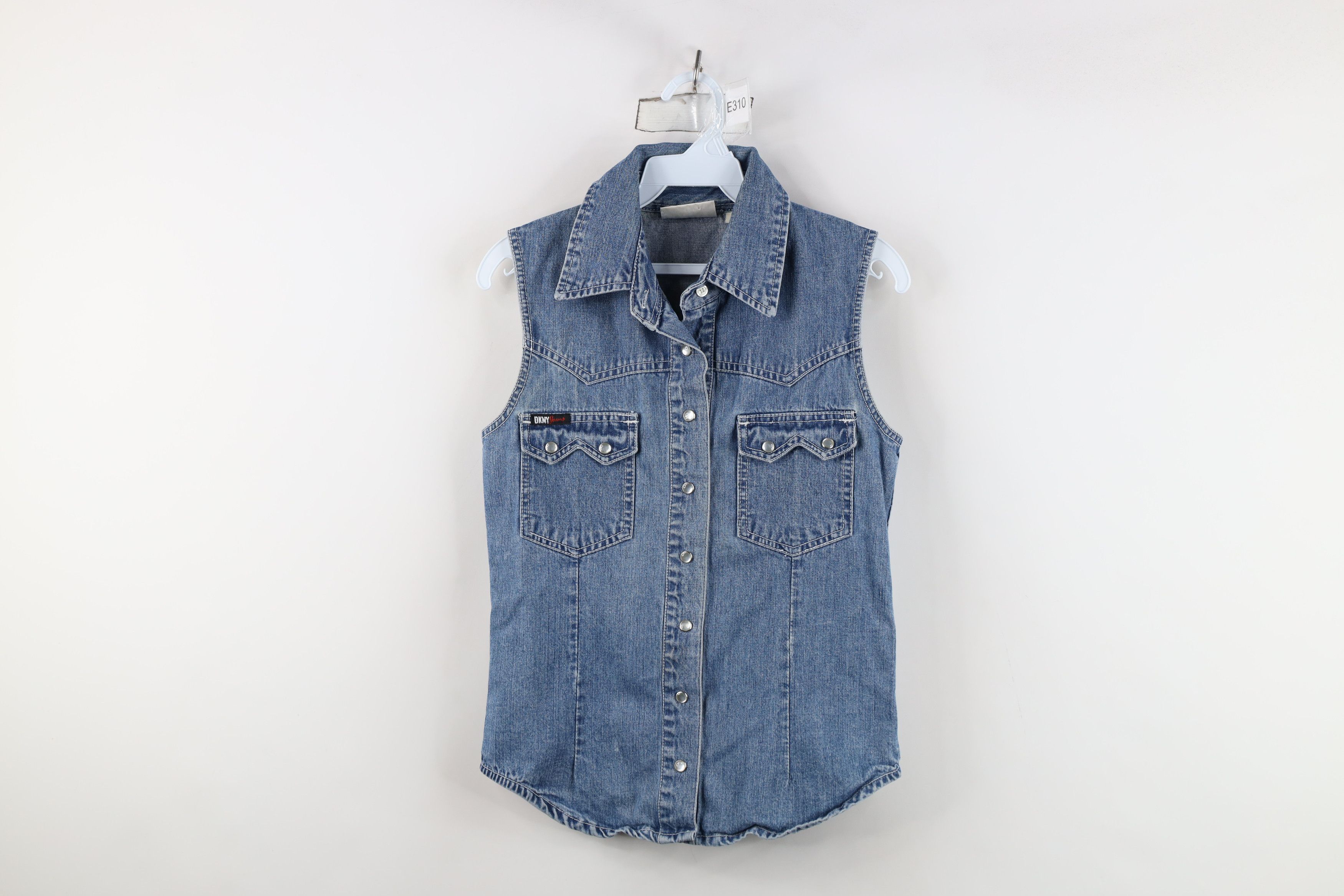 DKNY Vintage 90s DKNY Sleeveless Western Denim Jean Button Shirt Size S / US 4 / IT 40 - 1 Thumbnail