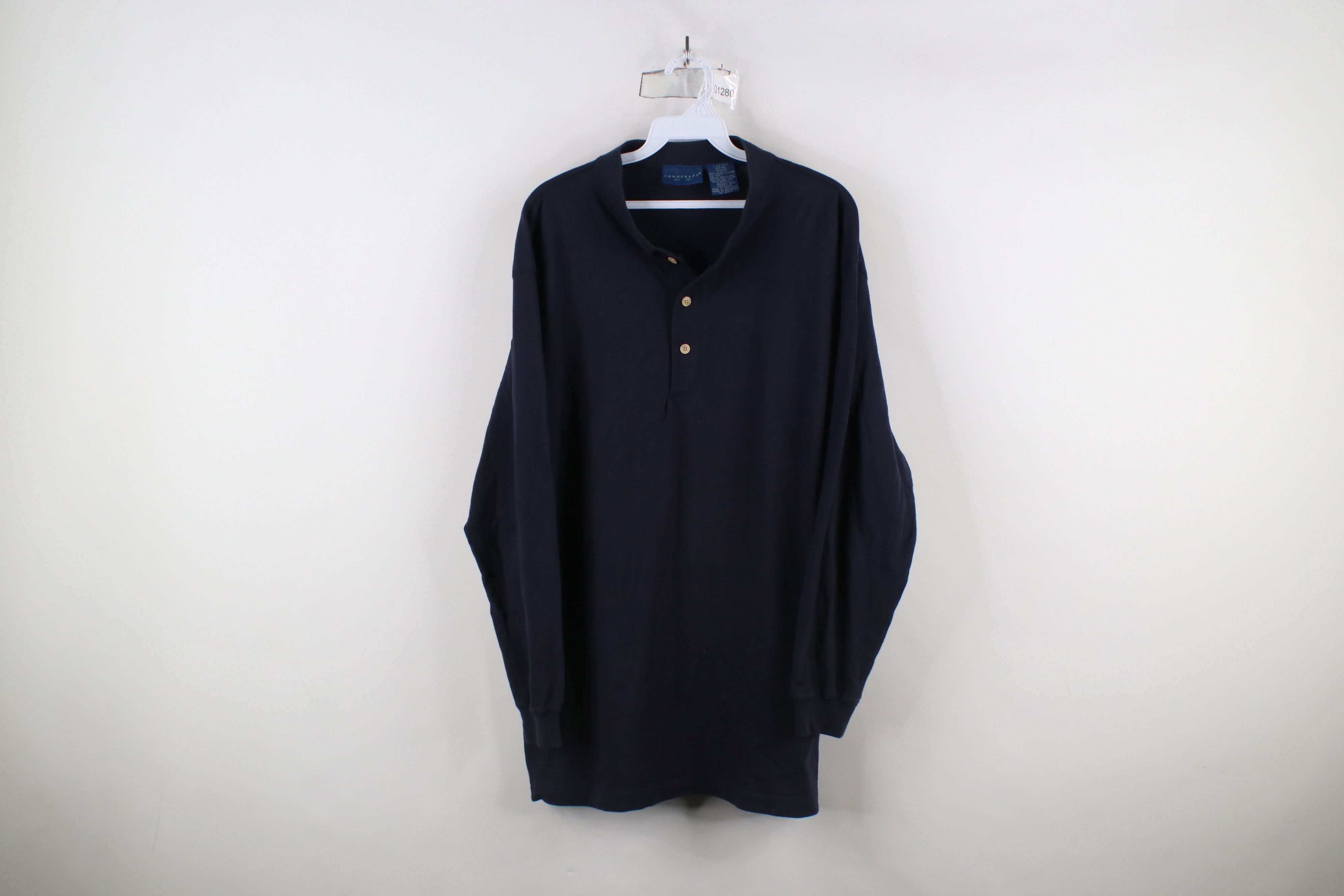 Vintage Vintage 90s Streetwear Blank Long Sleeve Henley T-Shirt Blue Size US M / EU 48-50 / 2 - 1 Thumbnail
