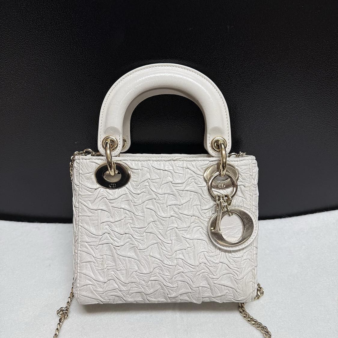 Dior Dior Lady Dior Crinkled Leather Mini Handle Bag Size ONE SIZE - 1 Thumbnail