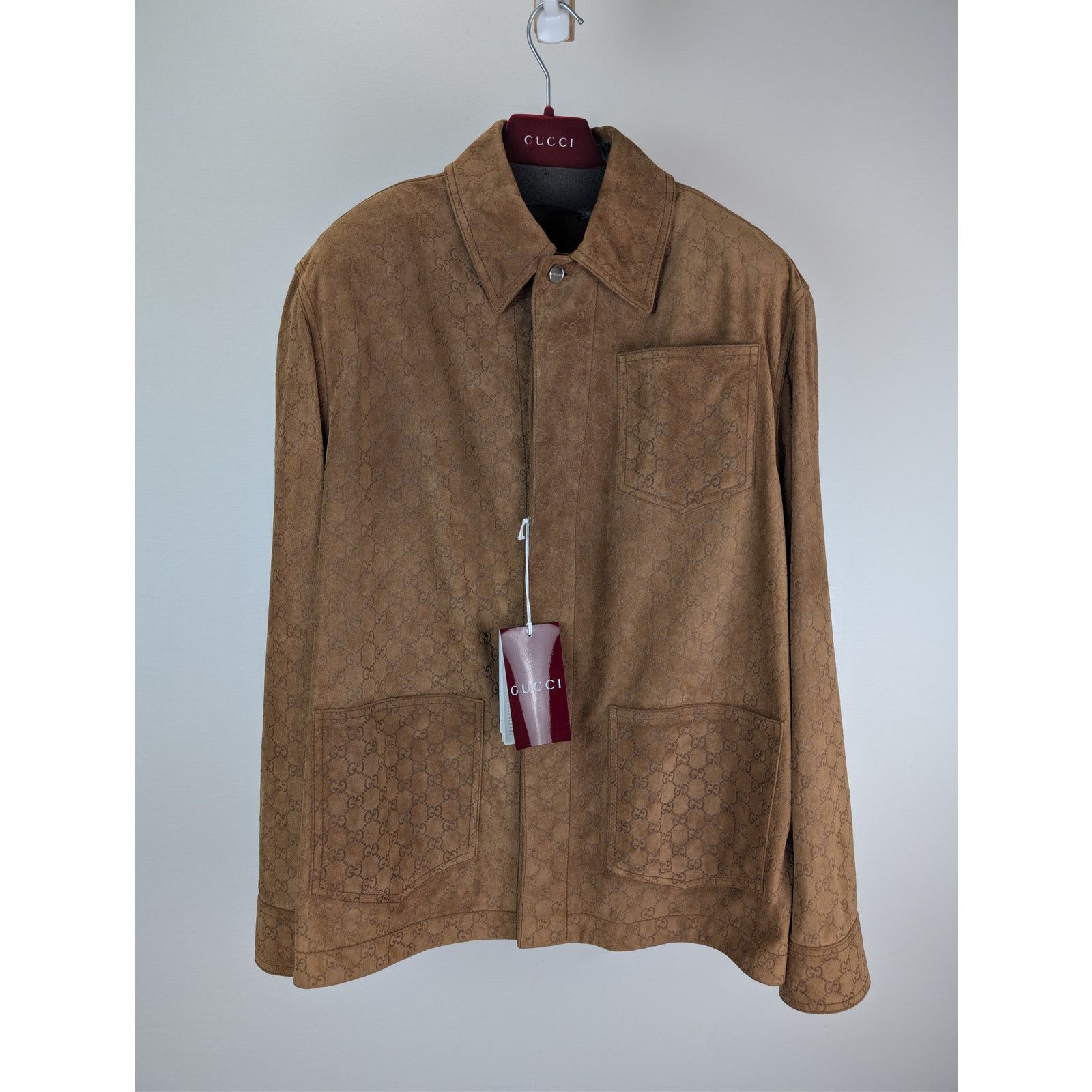 Gucci o1rshd1 Embossed GG Suede Jacket in Camel / Beige Size US M / EU 48-50 / 2 - 2 Thumbnail