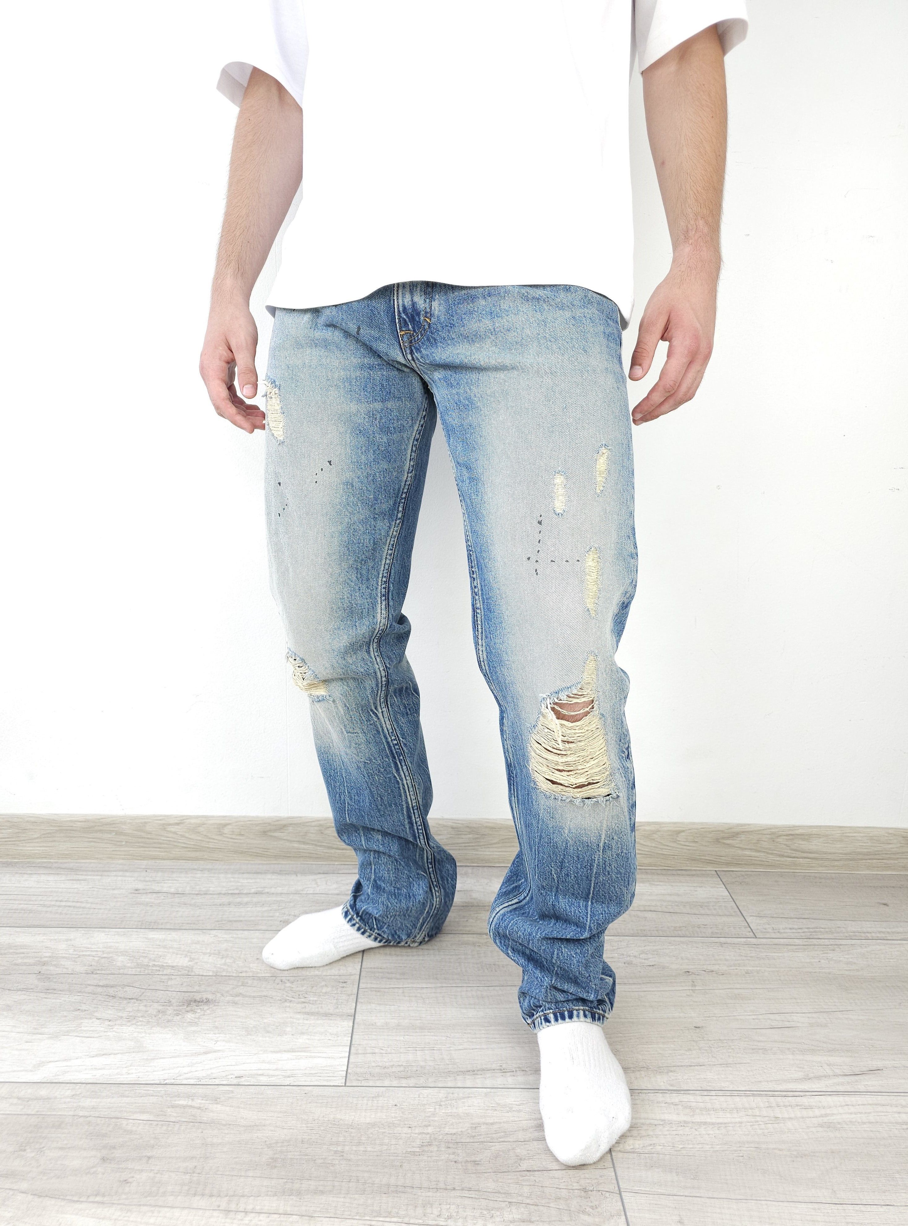Calvin Klein × Japanese Brand 💎 Size 33/34 Calvin Klein Distressed Ripped Straight Jeans Size US 33 - 3 Thumbnail