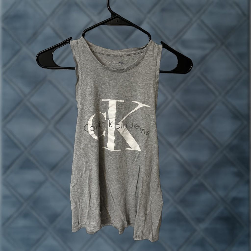 Calvin Klein CALVIN KLEIN Gray Logo Detail Tank Top Women Size Small Size S / US 4 / IT 40 - 1 Thumbnail