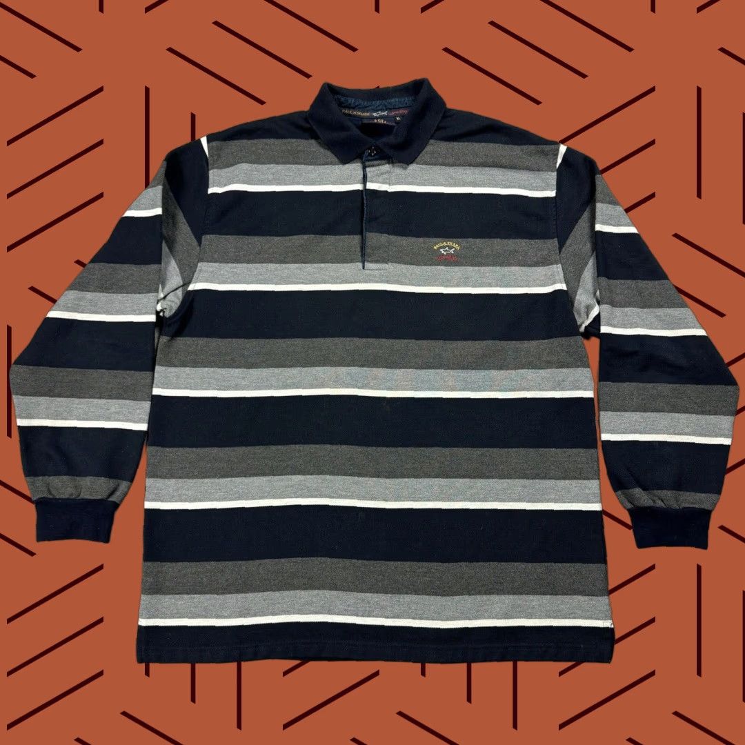 Paul & Shark PAUL & SHARK YACHTING Button-Up Polo Shirt L/S Striped Knit Fleece XL Multicolor Men’s Regular Classic, Italian Made Size US XL / EU 56 / 4 - 1 Thumbnail