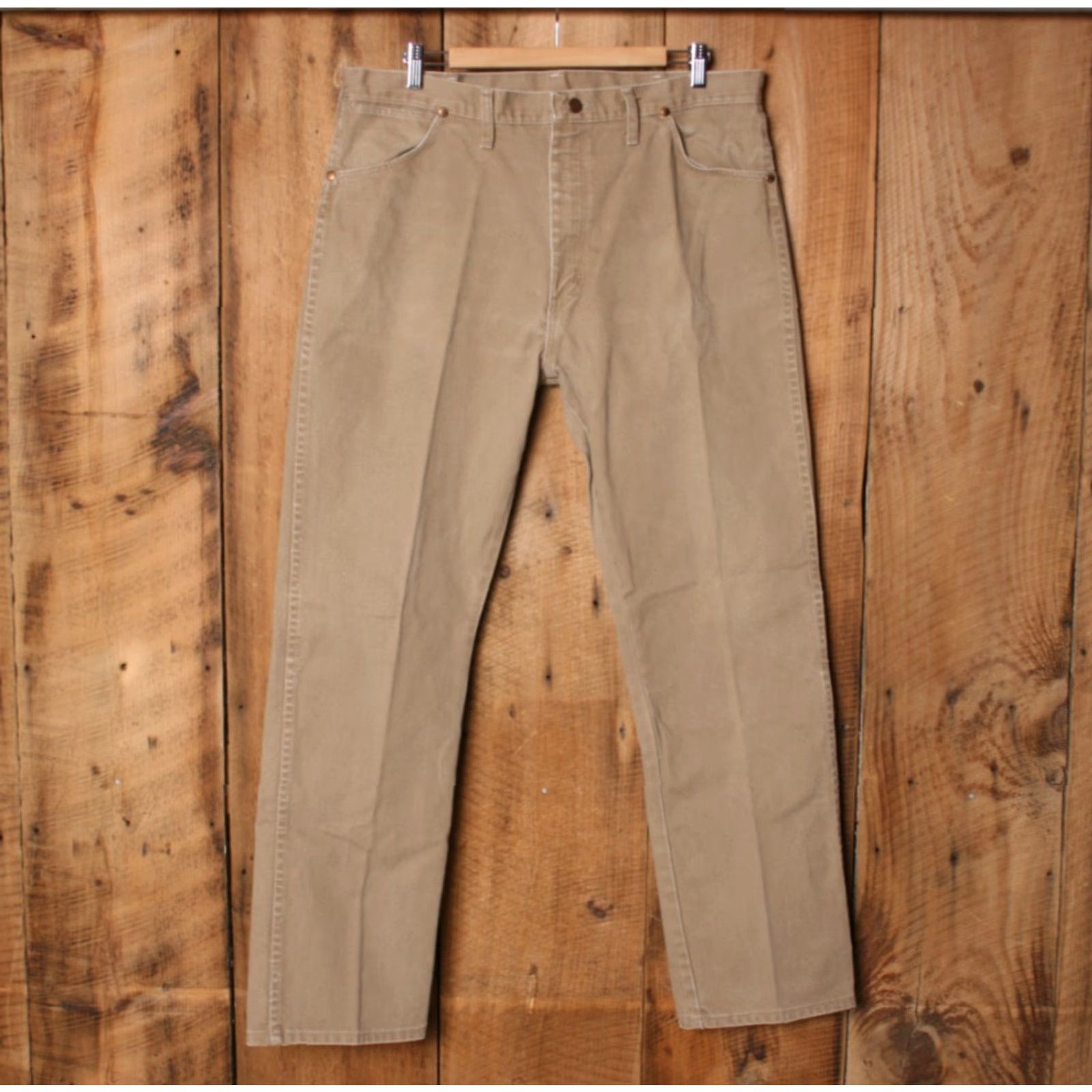 Wrangler VINTAGE Wrangler Jeans Tag 38x32 Tan 36x32 USA Made Denim Straight Mens Jeans Size US 35 - 2 Thumbnail
