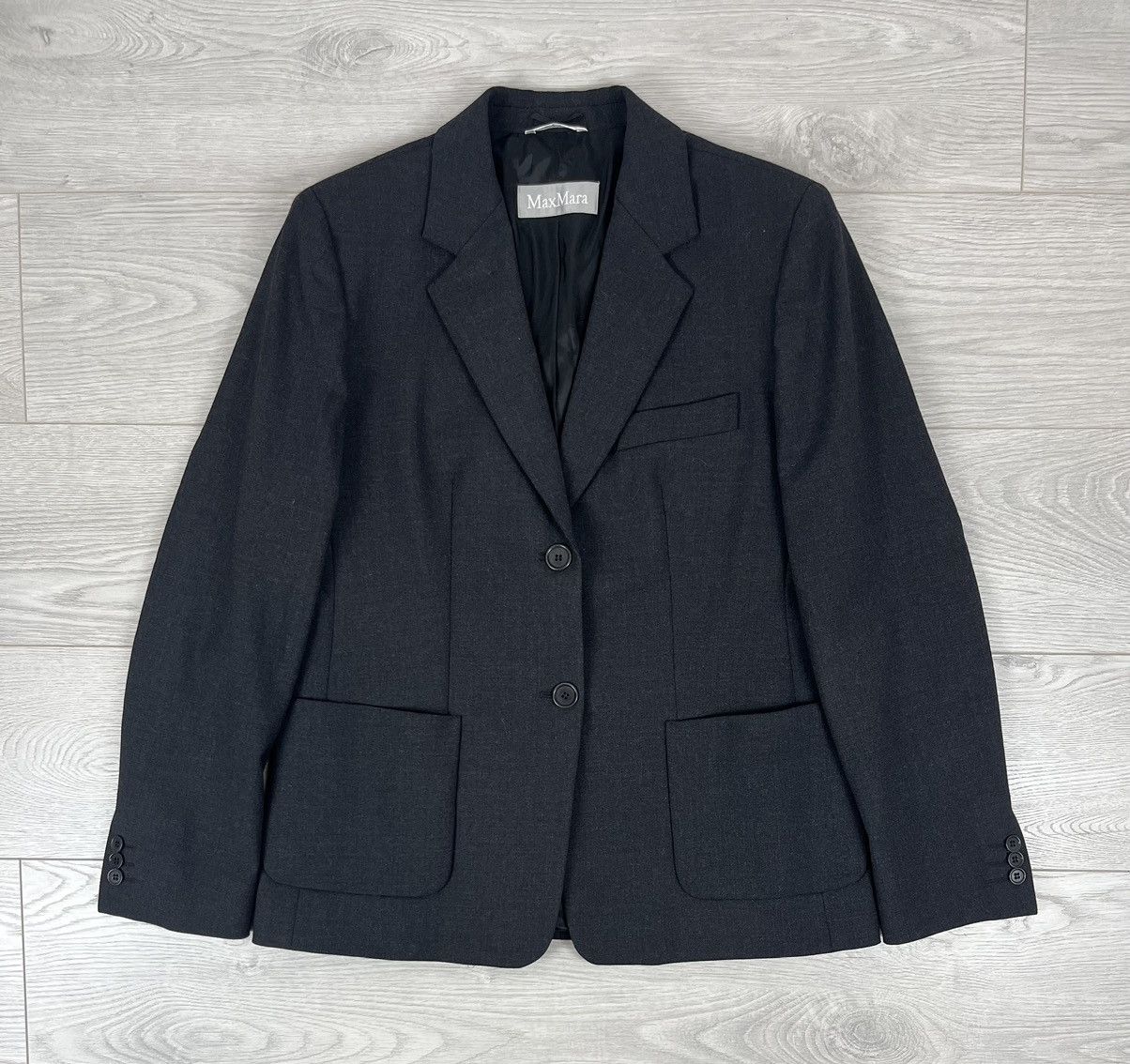 Vintage Max Mara Italy Vintage Black Wool Blazer Jacket Size XL / US 12-14 / IT 48-50 - 1 Thumbnail