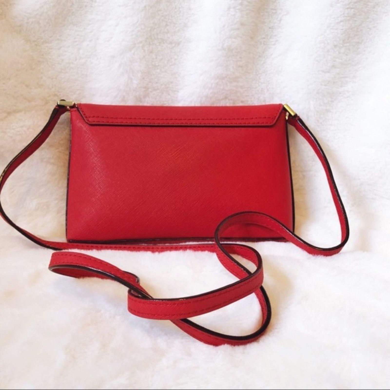 Kate Spade Kate Spade Red & Gold Saffiano Leather Crossbody Bag Size ONE SIZE - 4 Thumbnail