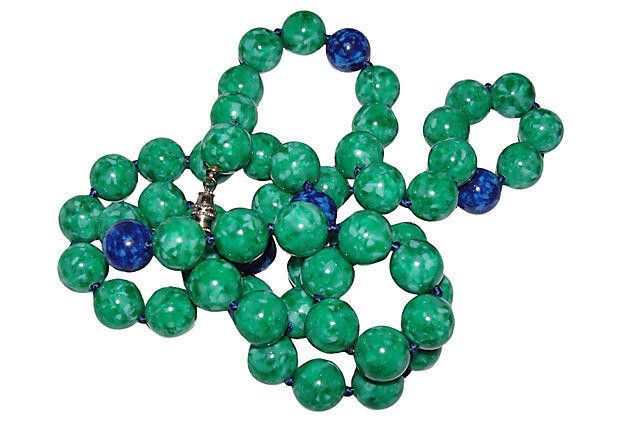 Designer Kenneth Lane Simulated Jade and Lapis Bead Necklace Size ONE SIZE - 1 Thumbnail