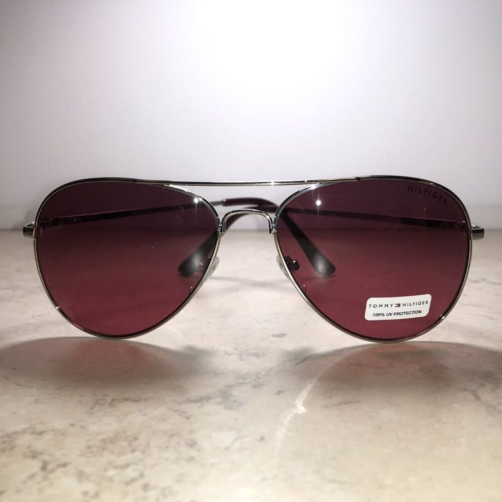 Tommy Hilfiger Tommy Hilfiger Silver & Red Aviator Sunglasses Size ONE SIZE - 2 Thumbnail