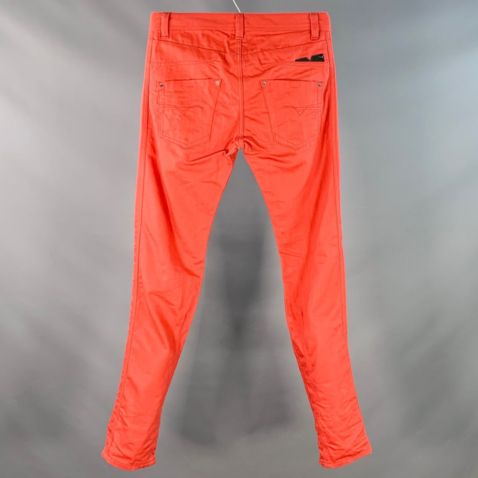Diesel Darron Red Orange Cotton Twill Slim Tapered Button Fly Jeans Size US 29 - 3 Thumbnail