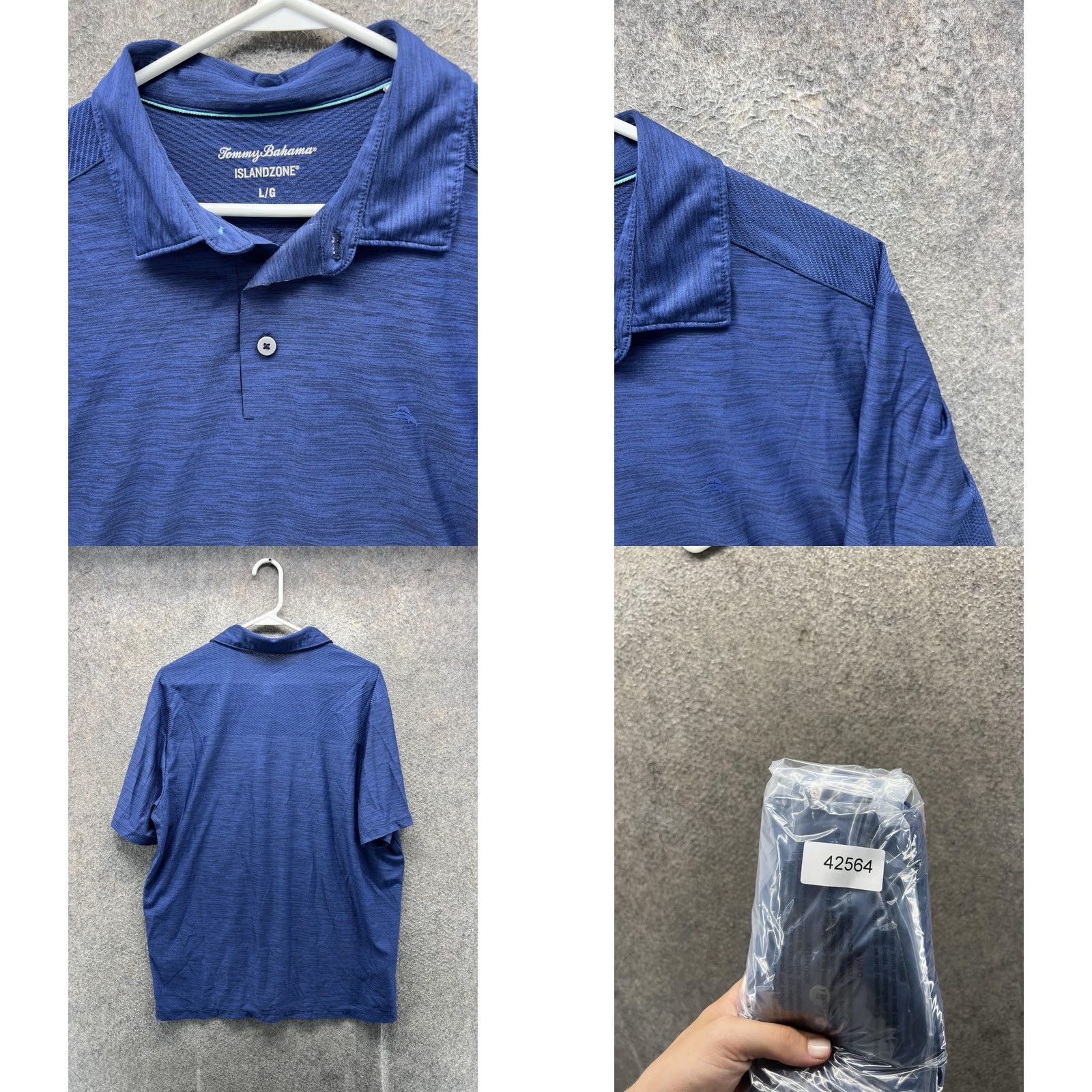 Tommy Bahama Tommy Bahama IslandZone Polo Shirt Mens Large Blue Solid Marlin Logo Golf Casual Shirt Size US L / EU 52-54 / 3 - 8 Thumbnail