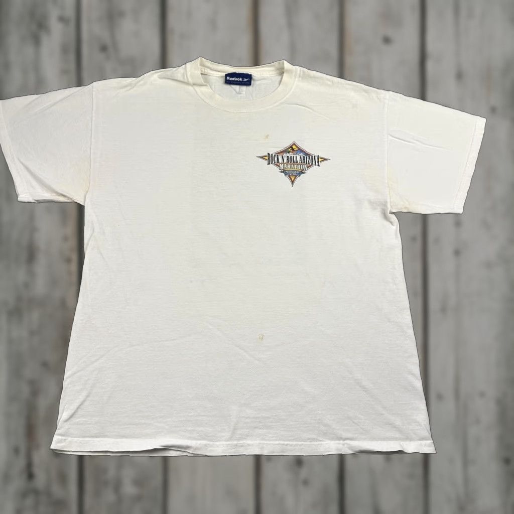 Reebok VINTAGE Reebok Shirt Mens Large White Rock N Roll Arizona Marathon Inaugural Event 2004 Crew Neck Short Sleeve Graphic Print 100% Cotton Size US L / EU 52-54 / 3 - 1 Thumbnail