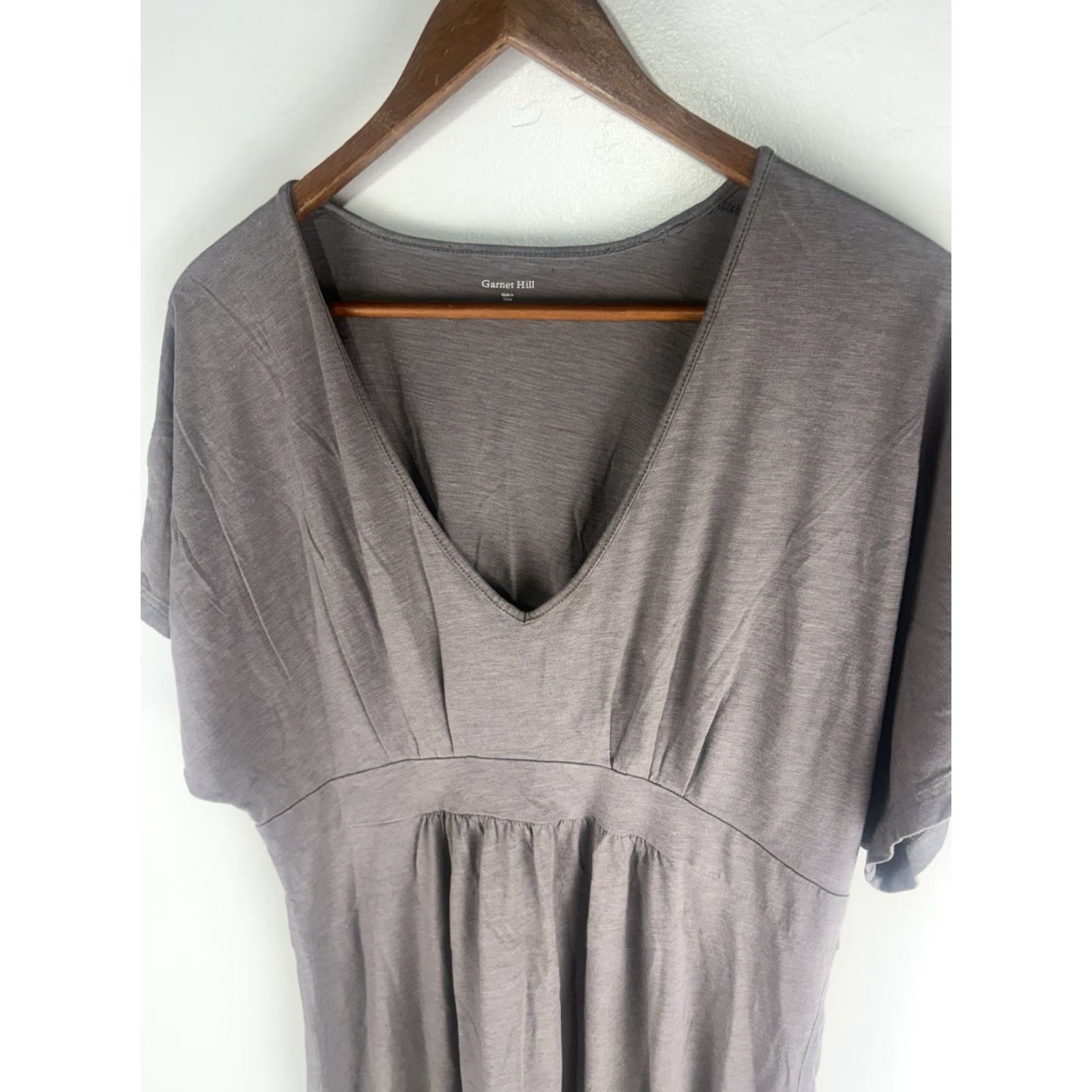 Vintage Garnet Hill Gray Knit A-Line Dress Womens Size M Empire Waist Dolman Sleeve Casual Size M / US 6-8 / IT 42-44 - 2 Thumbnail