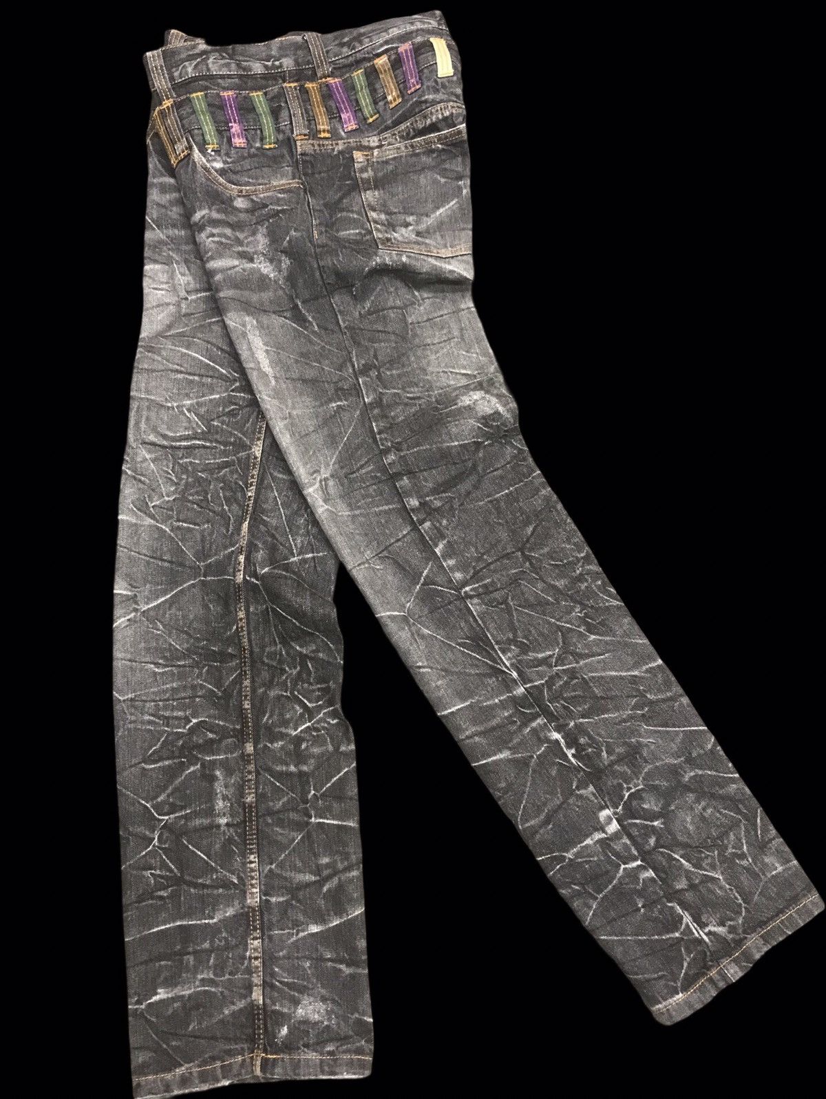 Japanese Brand 💥DOUBLE WAIST💥NYLAUS INSANE FADES DISTRESSED DENIM F427 Size US 32 / EU 48 - 2 Thumbnail