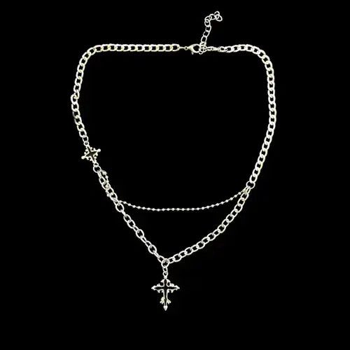 Jewelry Cross Chain Necklace Punk Y2K Size ONE SIZE - 1 Thumbnail