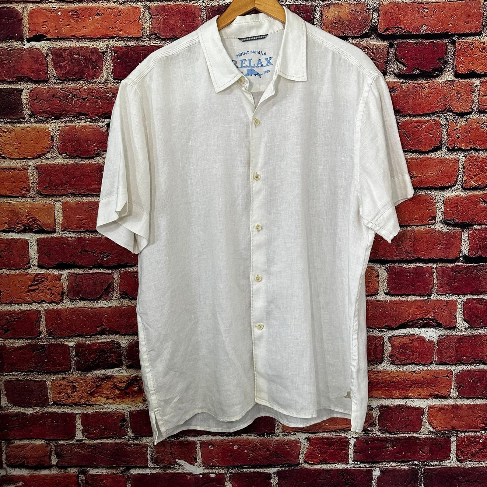 Tommy Bahama Tommy Bahama relax button-down short Short Sleeve 100% linen Size US XL / EU 56 / 4 - 1 Thumbnail