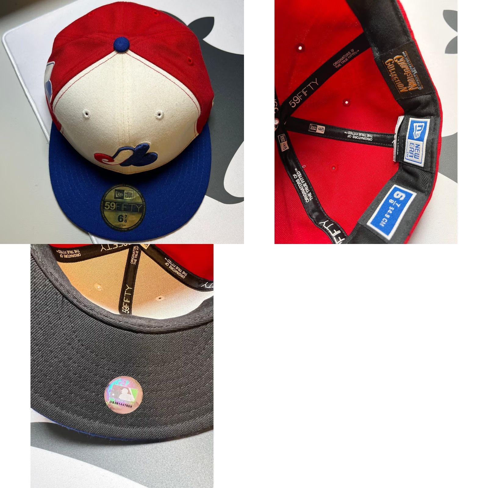 New Era New Era Montreal Expos Fitted Hat Mens 6 7/8 Blue Red Cream 59FIFTY MLB Cap Size ONE SIZE - 8 Thumbnail