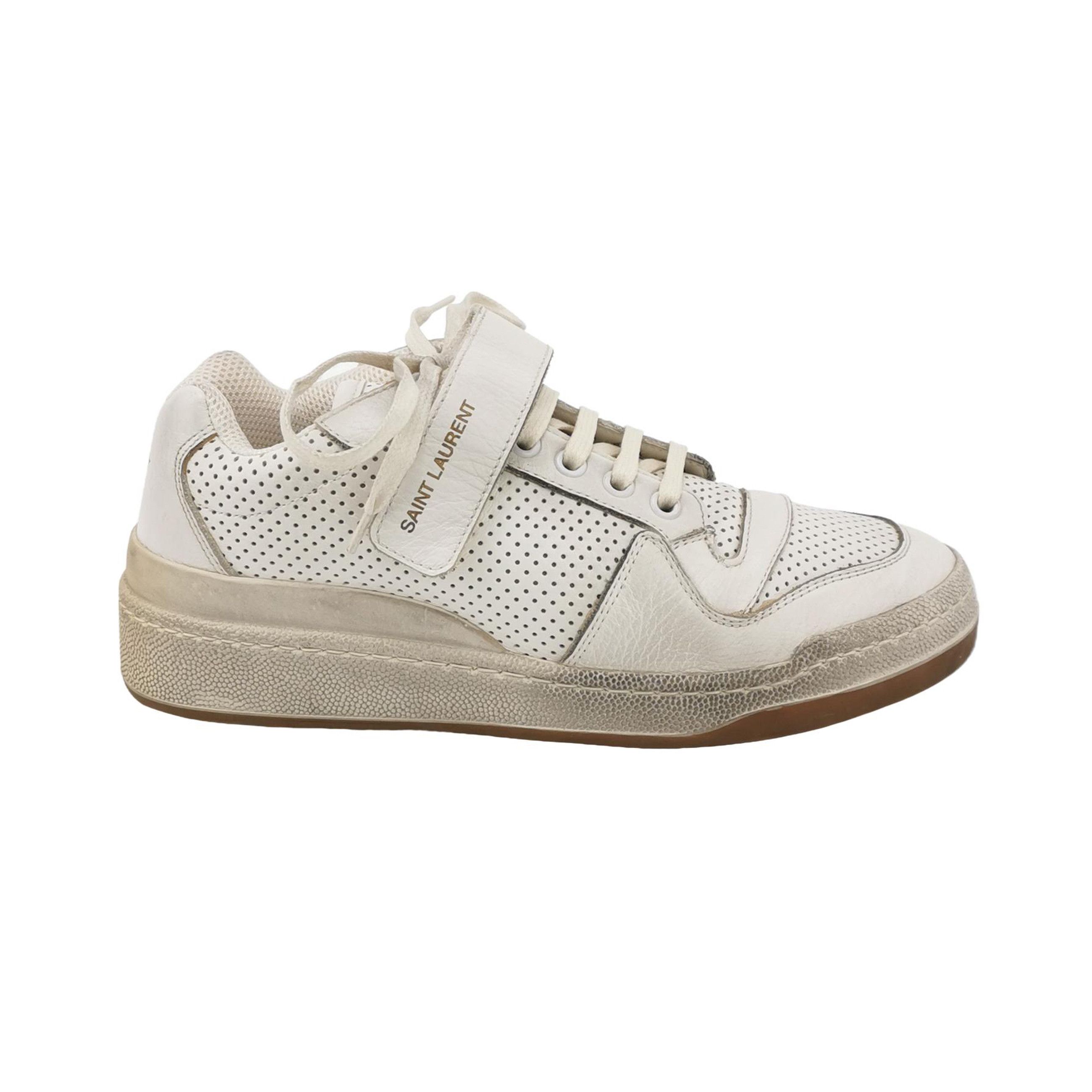 Saint Laurent Paris Saint Laurent Logo Strap Low-Top Sneakers White 37 Size US 7 / IT 37 - 1 Thumbnail