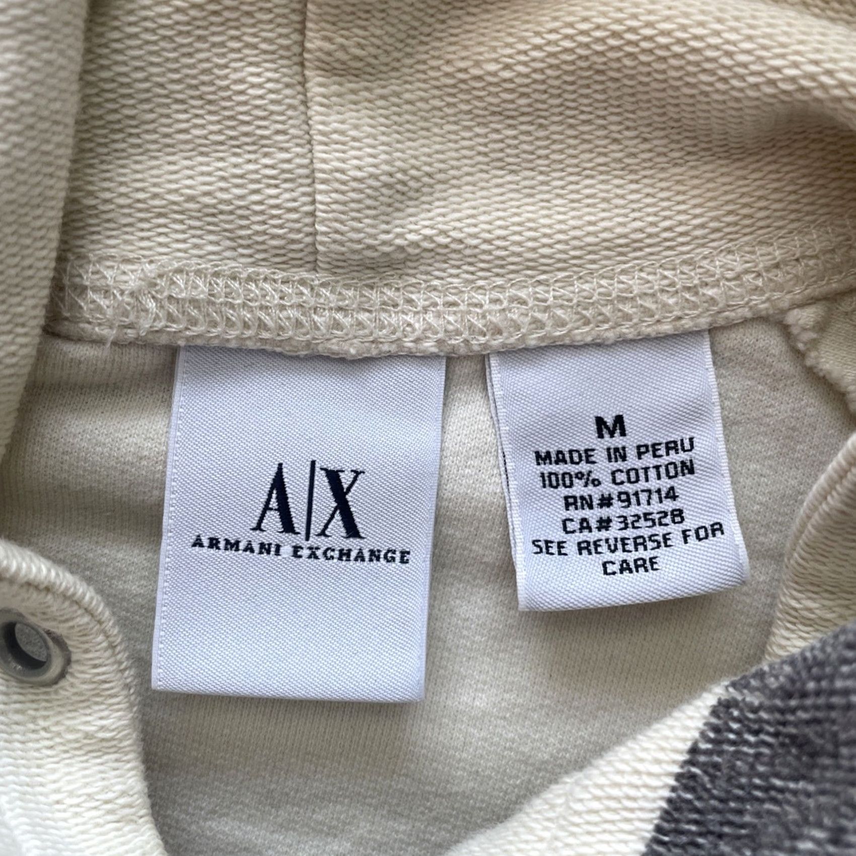 Armani Exchange VINTAGE Armani Exchange Hoodie Mens M Cream Ivory Short Sleeve A/X Grunge 00s City Hip Hop Y2K Pullover Hooded Logo Regular Fit Knit Cotton Size US M / EU 48-50 / 2 - 3 Thumbnail