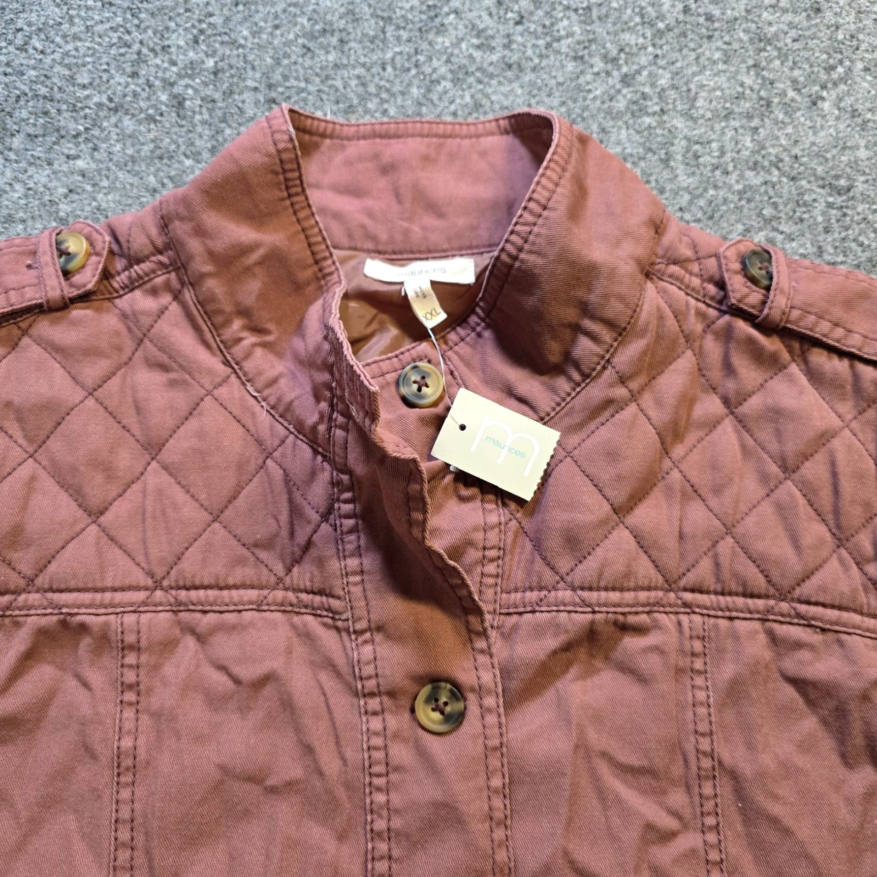 Vintage Maurices Jacket Womens 2XL Brown Orange Military Quilted Casual Capsule Jacket Size XXL / US 16-18 / IT 52-54 - 2 Thumbnail