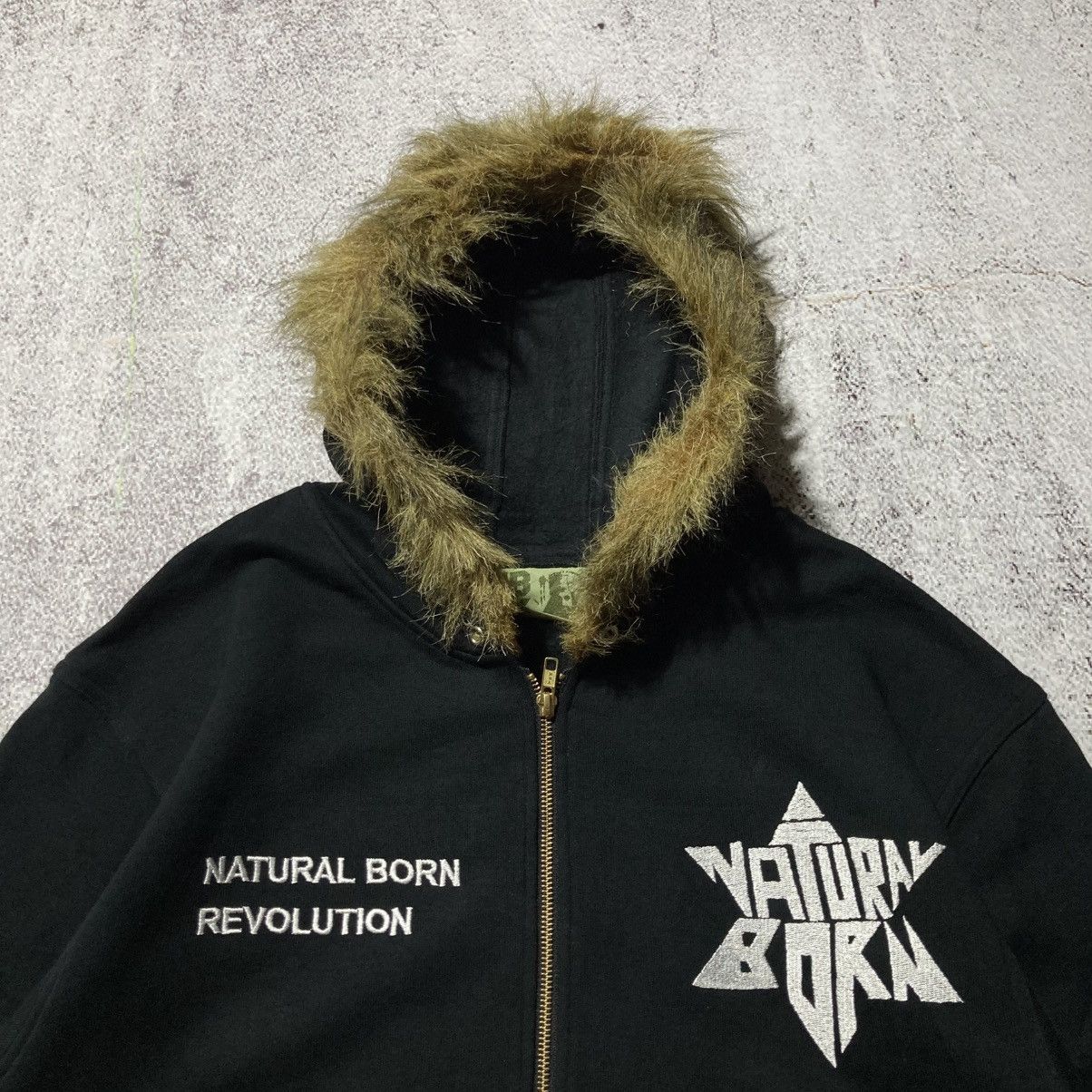 Japanese Brand 2000s Natural Born Stars Logo Fur Ziphoodie Black Punk Lgb Size US XL / EU 56 / 4 - 3 Thumbnail