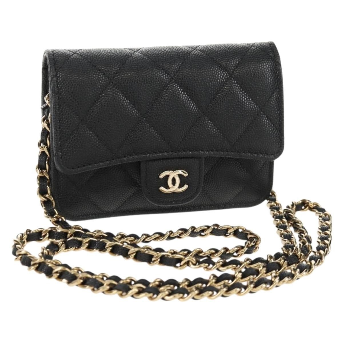 Chanel Classic Flap Clutch with Chain Quilted Caviar