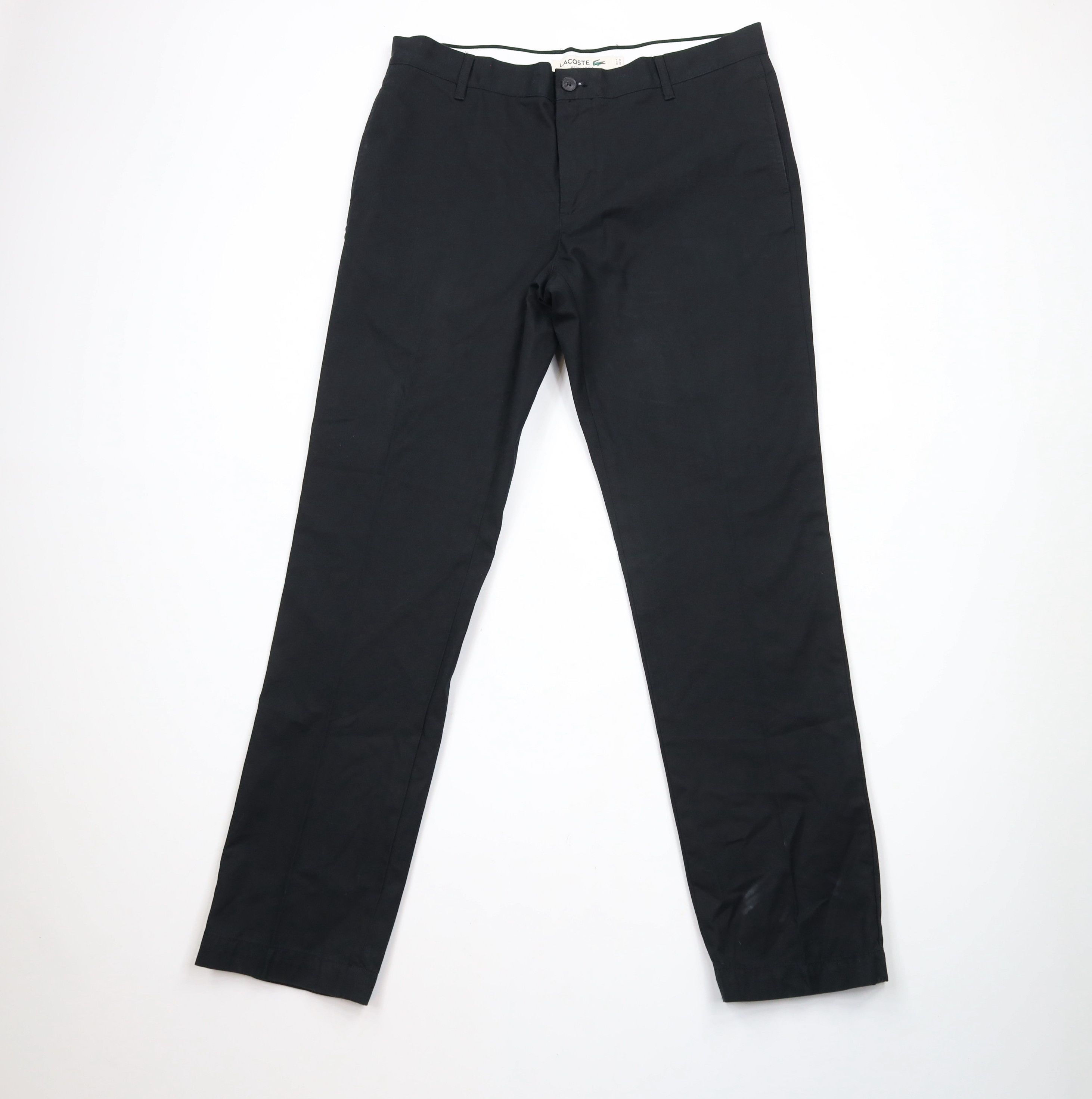 Lacoste × Vintage Lacoste Fit Distressed Flat Front Chino Pants Black Cotton Size US 34 / EU 50 - 1 Thumbnail