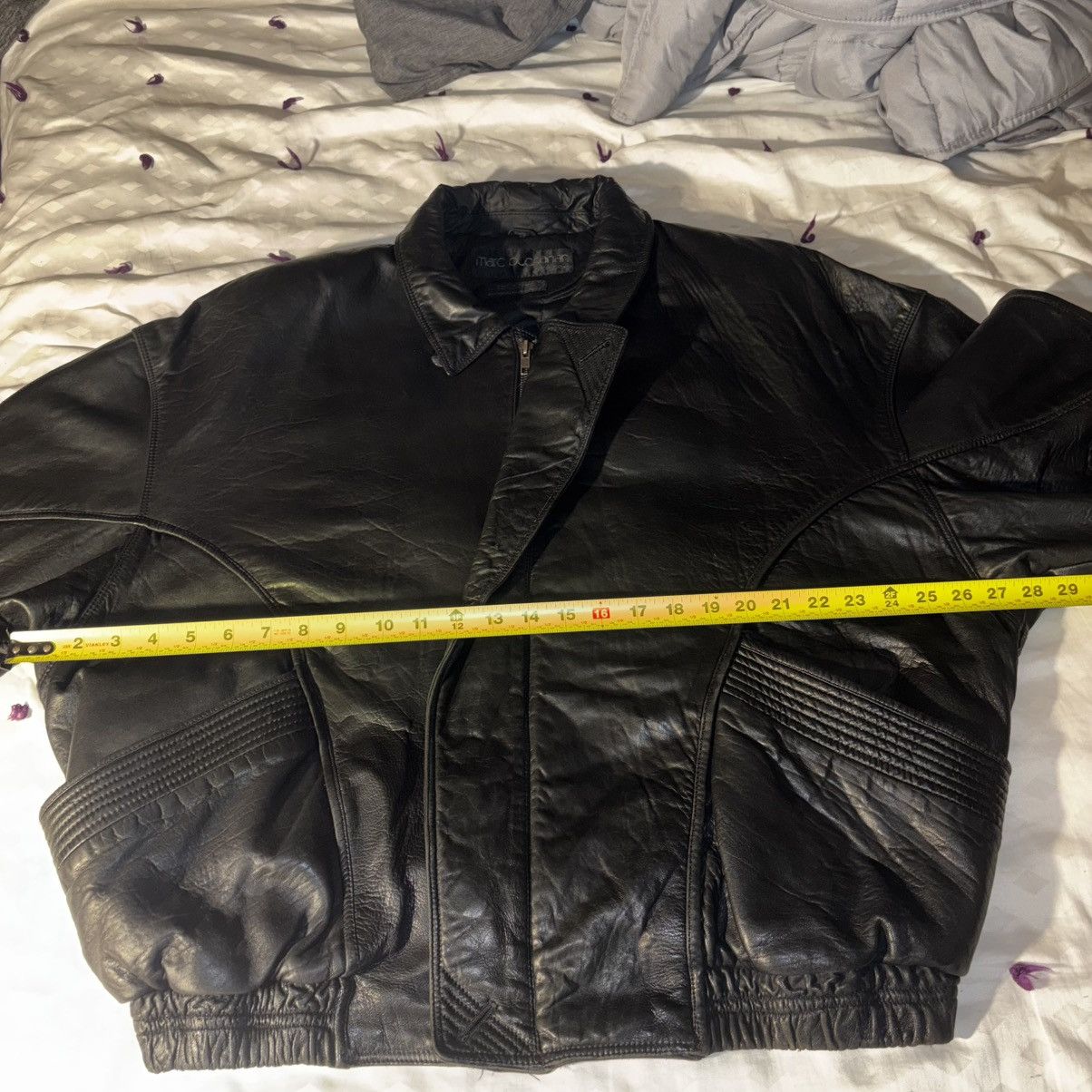 Marc Buchanan Vintage All Black Pelle Pelle Bomber Jacket Size US L / EU 52-54 / 3 - 4 Thumbnail