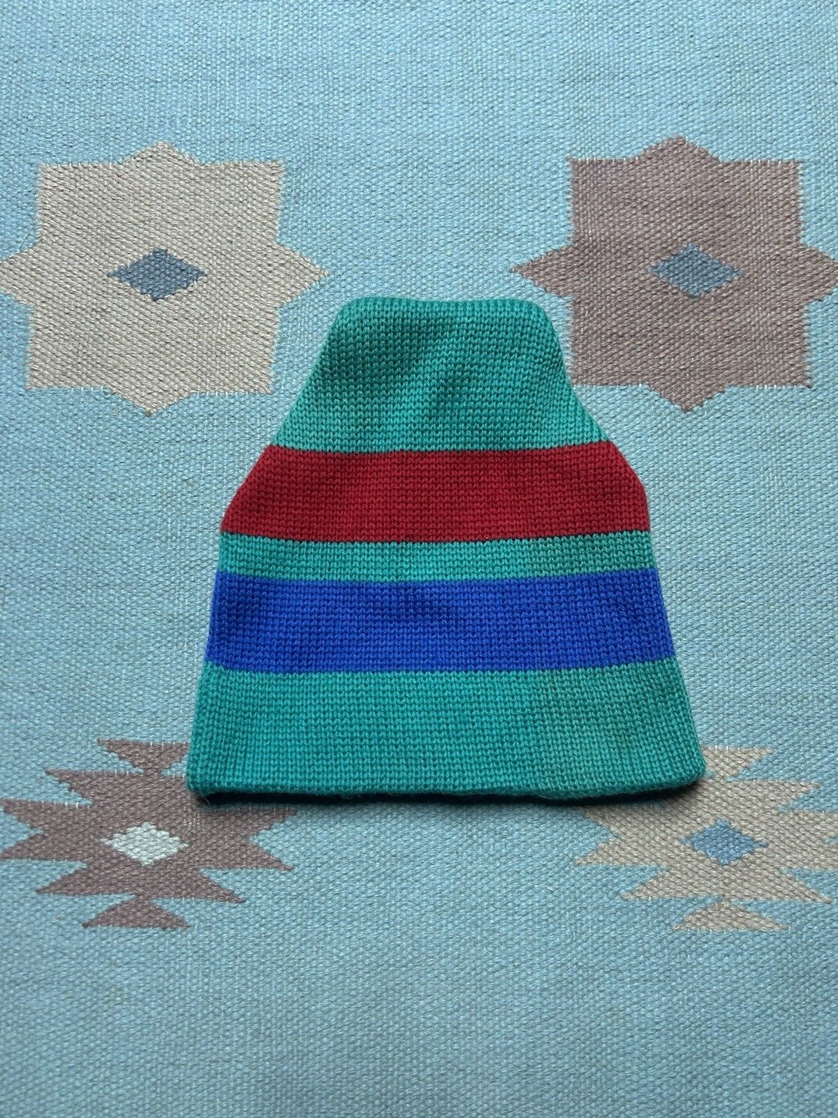 Vintage 70s meister wool knit beanie winter ski snow striped OSFA Size ONE SIZE - 3 Thumbnail