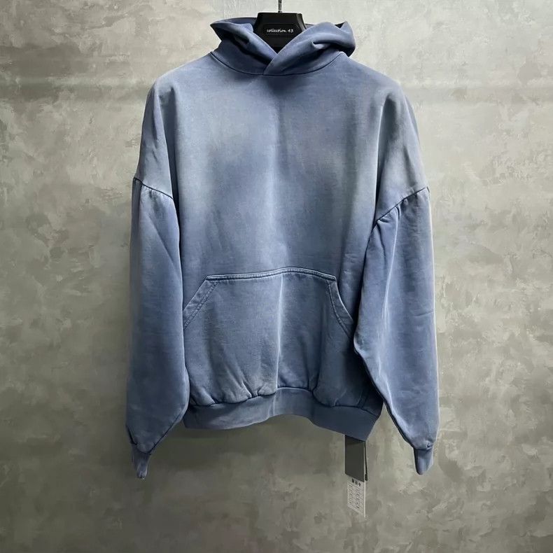 Balenciaga Blue logo gradient washed and worn hooded sweat