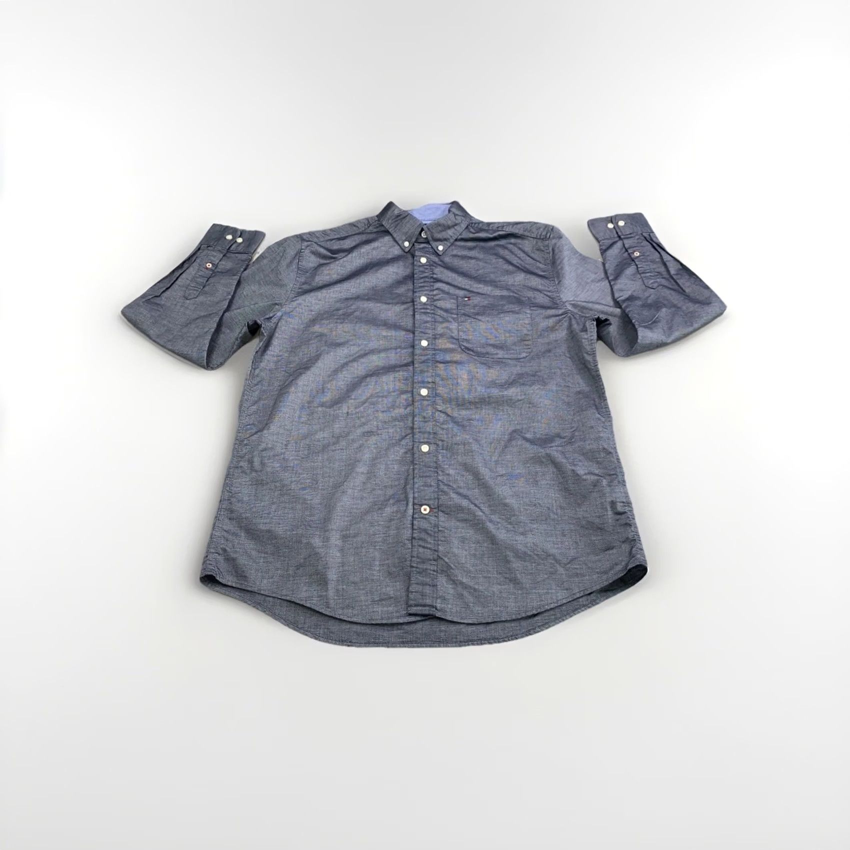 Tommy Hilfiger Tommy Hilfiger High-Sheen Stretch Woven Button-Down Oxford Men’s Shirt Large Gray Size US L / EU 52-54 / 3 - 2 Thumbnail