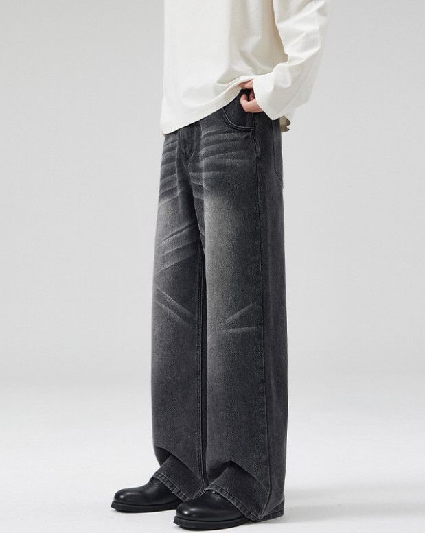Japanese Brand Retro men's wide-leg loose straight cleanfit flared jeans Size US 32 / EU 48 - 3 Thumbnail