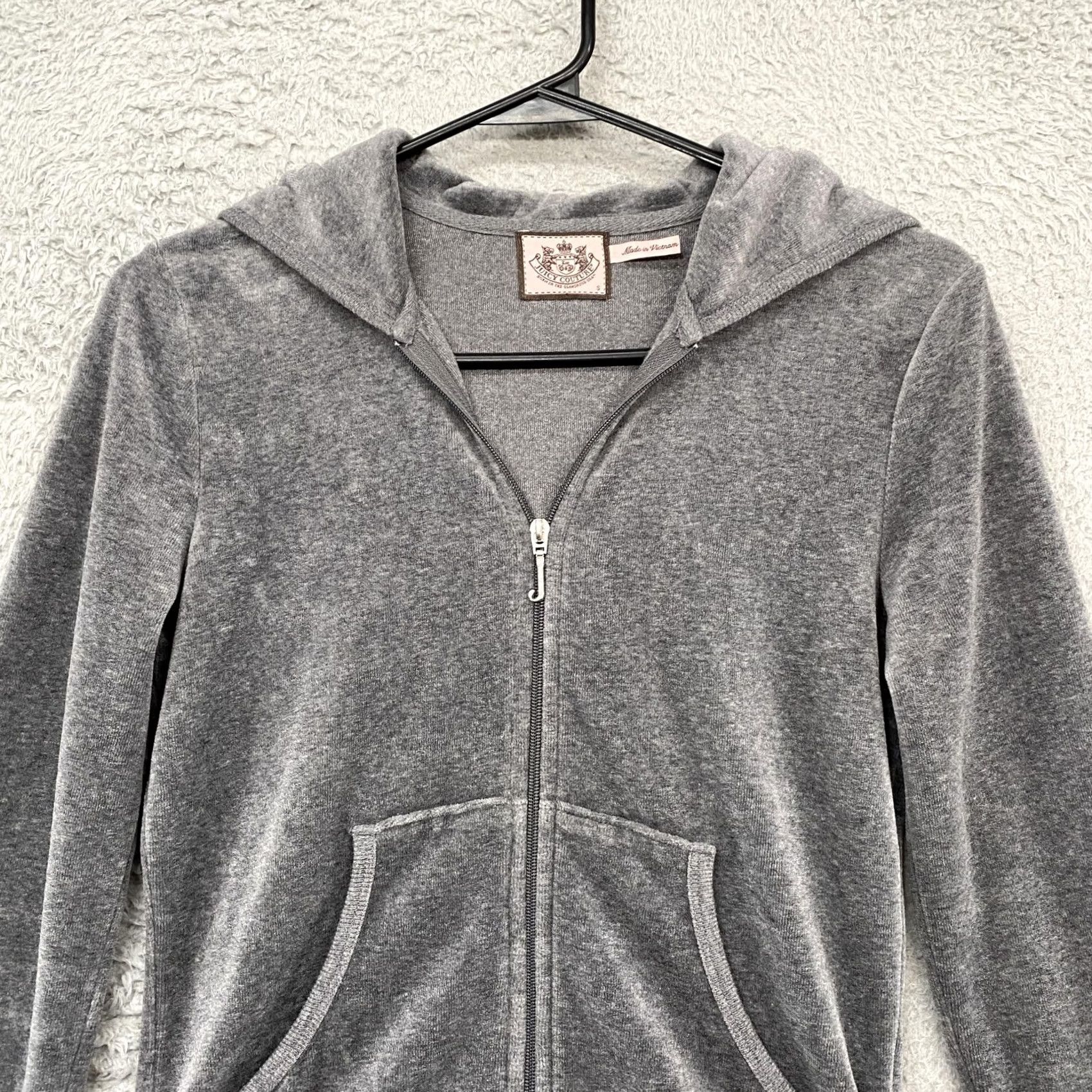 Juicy Couture VINTAGE Juicy Couture Hoodie Womens S Gray Velour Born Juicy Full Zip Glitter Size S / US 4 / IT 40 - 4 Thumbnail