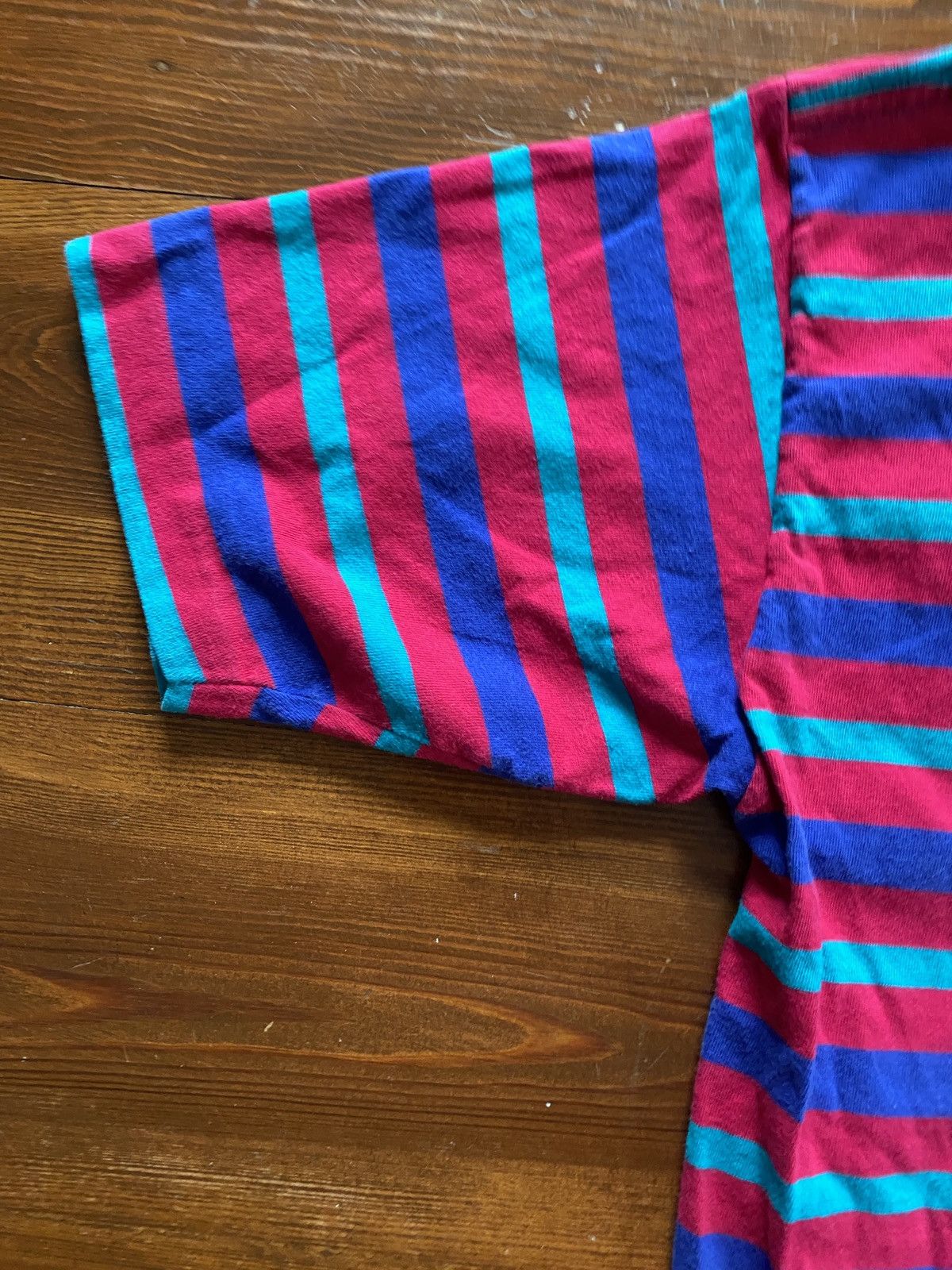 Lands' End Vintage 90’s Lands End Magenta Stripe Single Stitch Tee Size US M / EU 48-50 / 2 - 13 Thumbnail