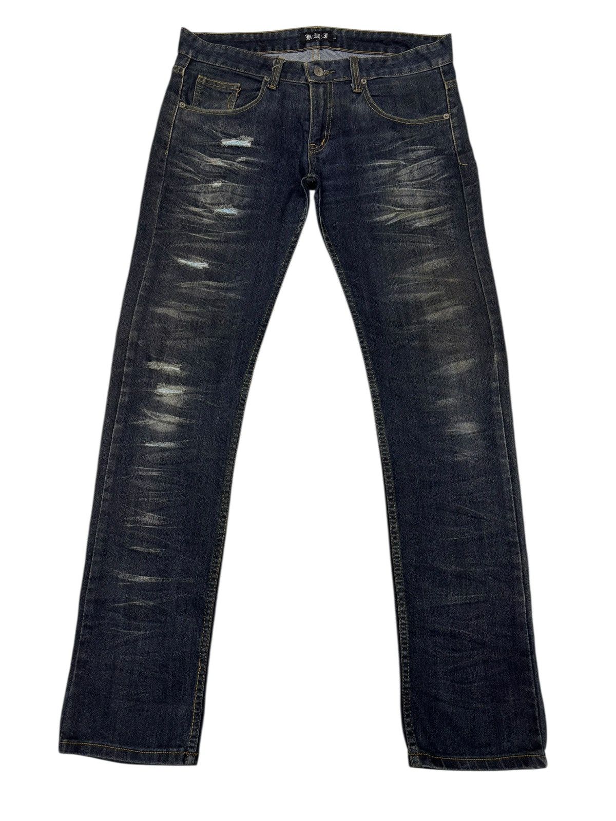 Kapital KUI Grunge Distressed Denim Jeans Straight Leg Fit Size US 34 / EU 50 - 7 Thumbnail