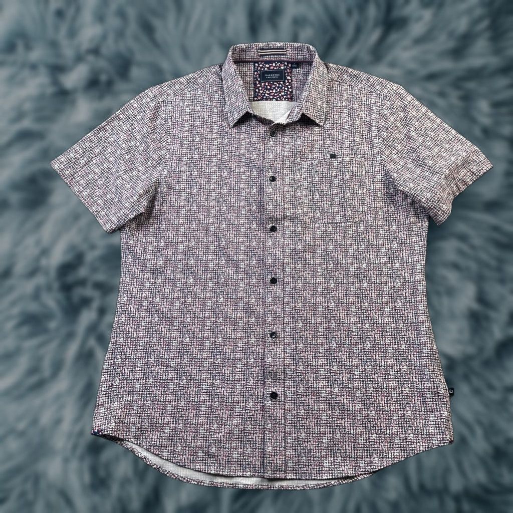 Vintage 7 Diamonds Shirt Mens Large Red 4 Way Stretch Button-Down Geometric Flip Sleeve Size US L / EU 52-54 / 3 - 1 Thumbnail
