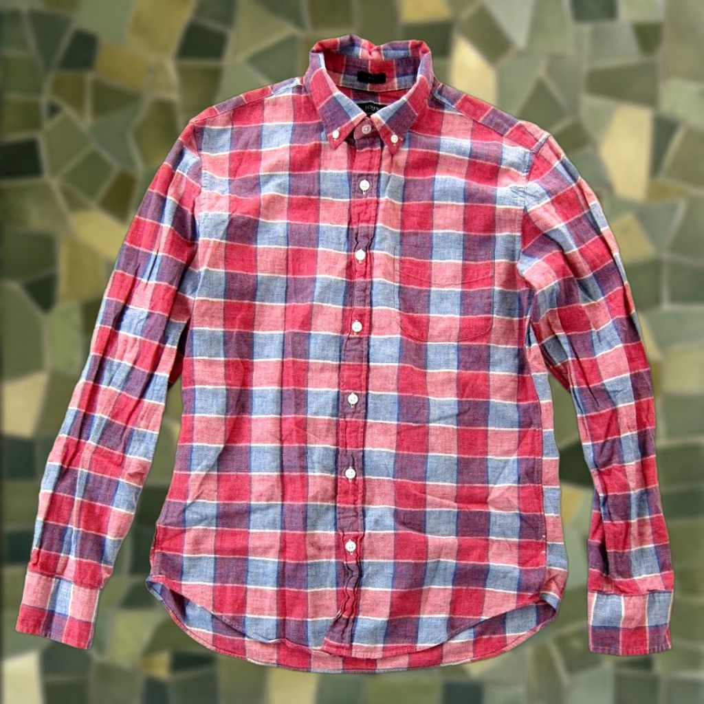 J.Crew J.Crew Homespun Button-Up 100% Cotton Plaid Slim Long Sleeve Shirt Medium Mens Red Blue Size US M / EU 48-50 / 2 - 1 Thumbnail