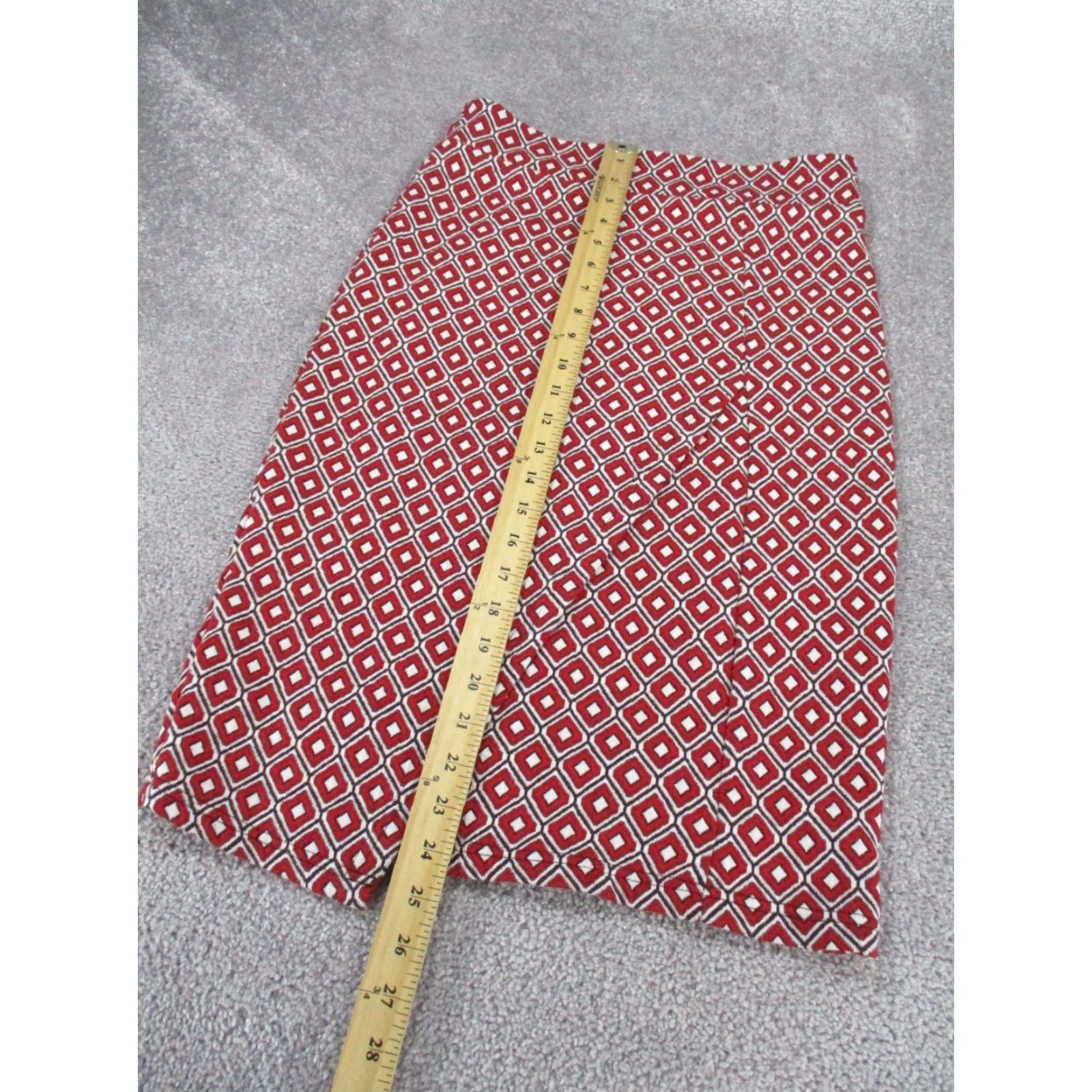 Anthropologie Maeve Anthropologie Skirt Womens Small Red White Black Geometric Midi Size 28" / US 6 / IT 42 - 2 Thumbnail