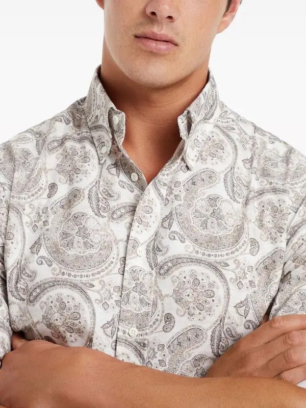 Brunello Cucinelli o1y0526 Patterned Shirt in Light Beige/Cream Size US S / EU 44-46 / 1 - 2 Thumbnail