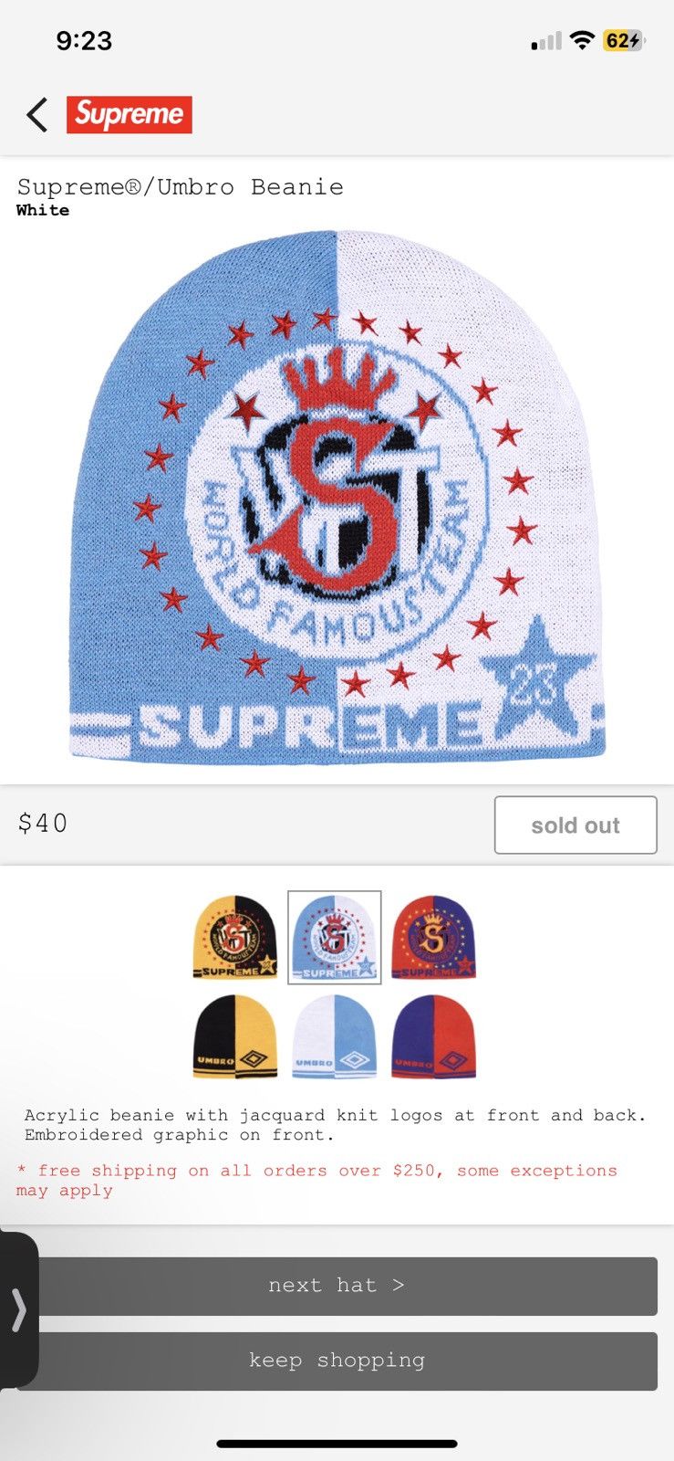 Supreme /Umbro Beanie White-