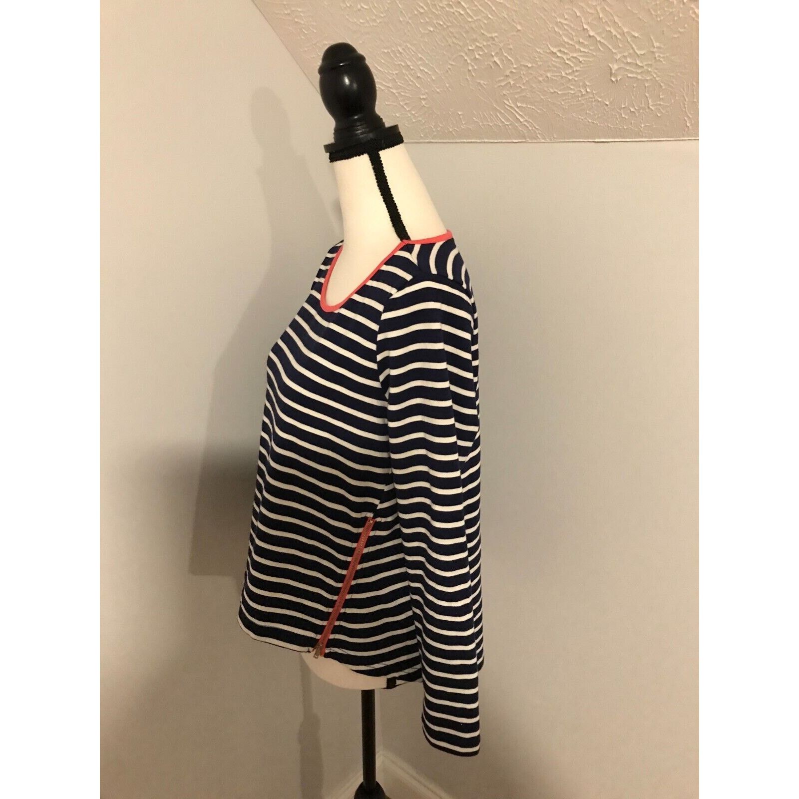 Anthropologie Anthropologie Lil’s Closet Blue/White Stripe Zip Top Size XS / US 0-2 / IT 36-38 - 2 Thumbnail