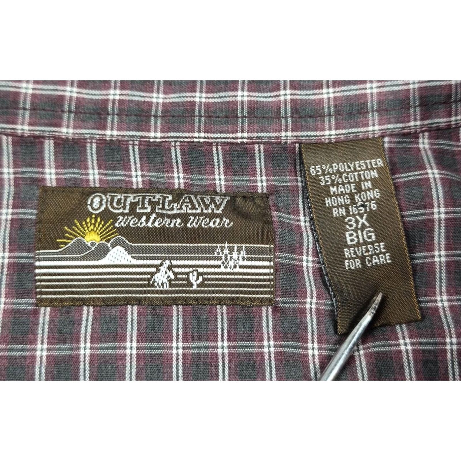 Vintage VINTAGE Outlaw Western Wear Shirt Mens Big 3X Plaid Short Sleeve Western Size US XXL / EU 58 / 5 - 4 Thumbnail