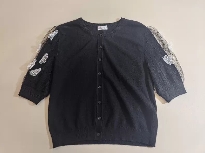 Valentino Valentino Lace patchwork wool cardigan Size M / US 6-8 / IT 42-44 - 1 Thumbnail