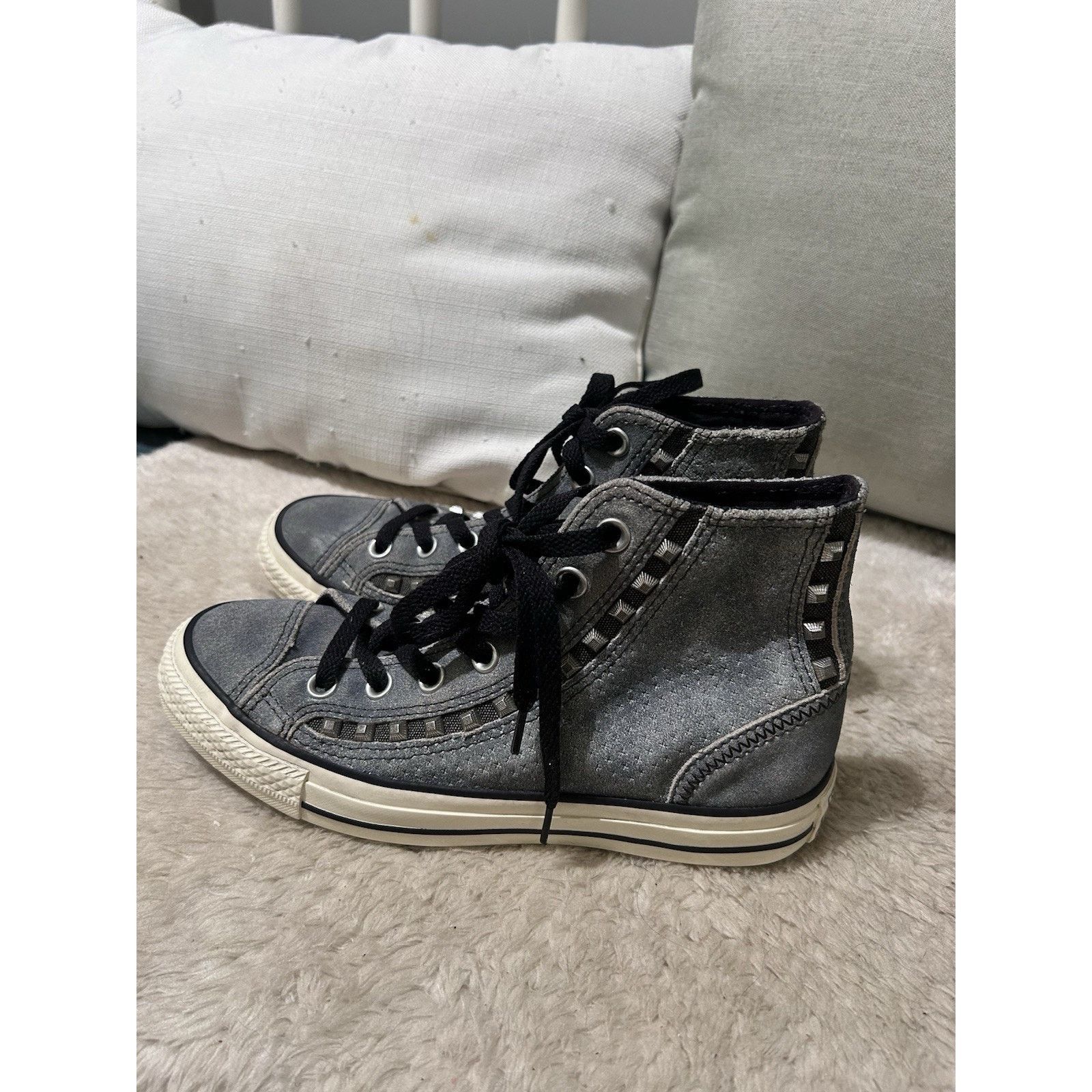 Converse Converse Womens High Top Studded Suede Denim Sneakers Size 7 Size US 7 / IT 37 - 3 Thumbnail