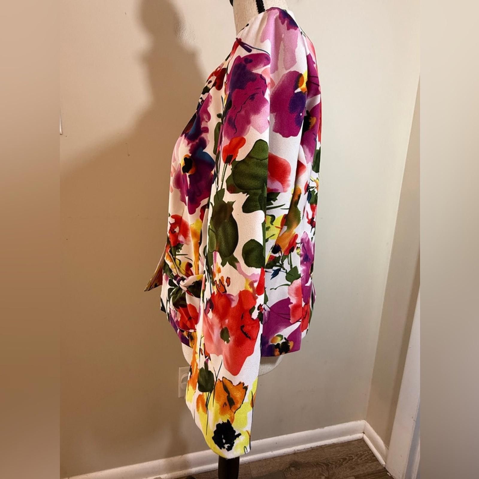 Other Molly & Maxx floral silky statement blazer jacket SZ PL Size L / US 10 / IT 46 - 3 Thumbnail