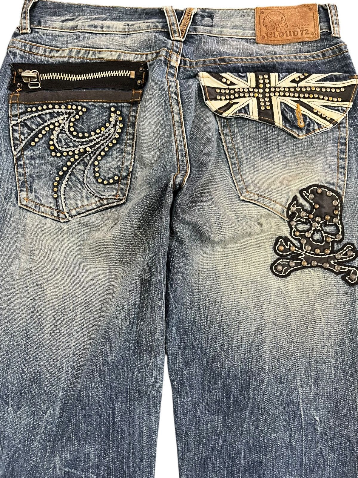 POST ARCHIVE FACTION (PAF) Vintage Clouds72 Studded Skull Patches Denim Size US 33 - 7 Thumbnail
