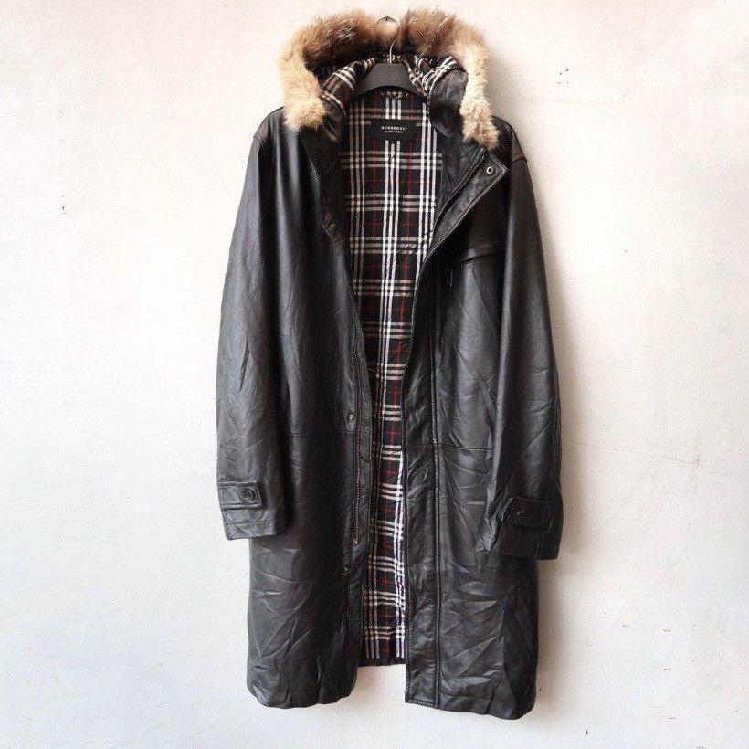Black Label × Burberry × Genuine Leather Vintage Burberry Long Coat Fur Leather Jacket Size US L / EU 52-54 / 3 - 1 Thumbnail