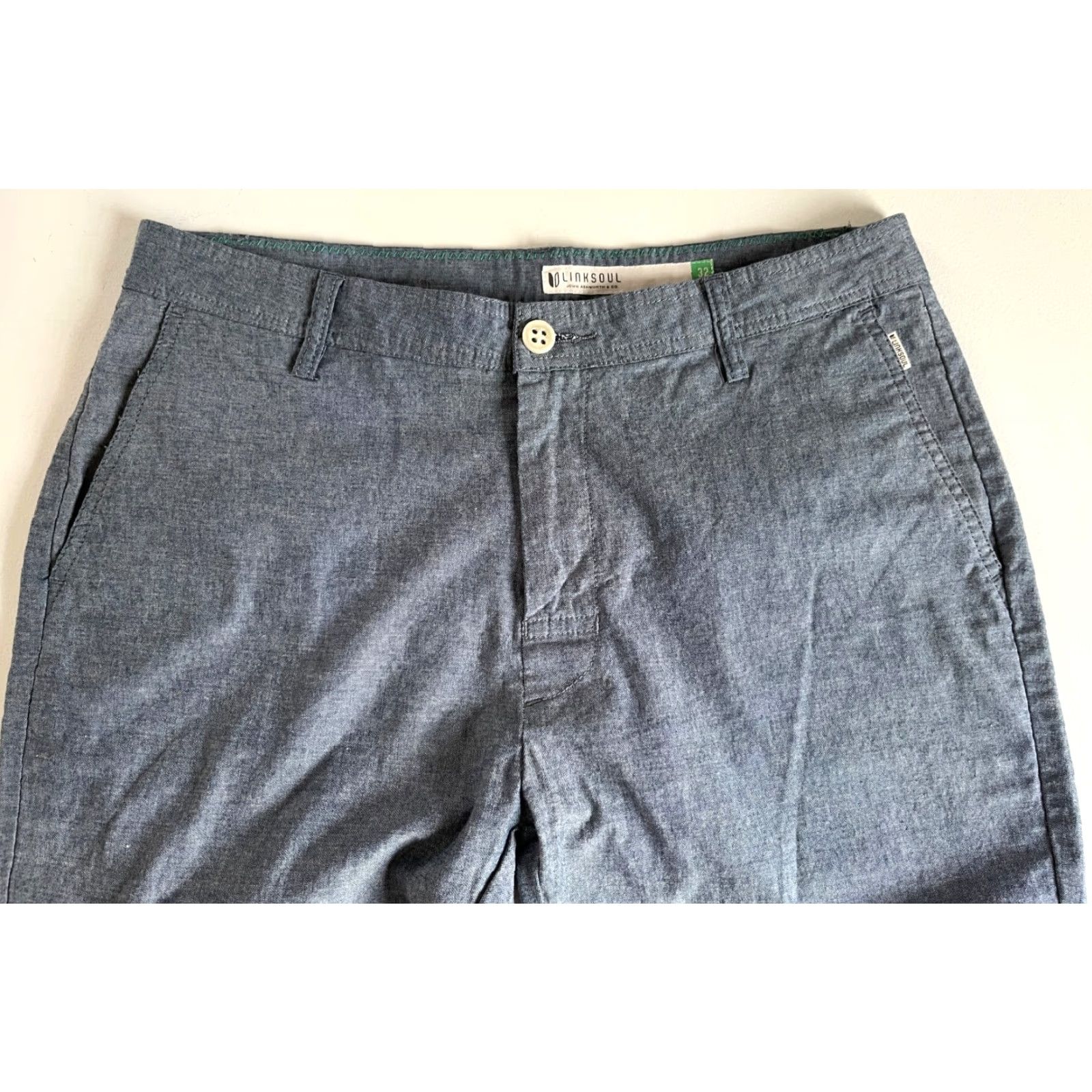 Vintage VINTAGE Linksoul Men’s Chambray Pants Casual Chino Regular Lightweight 32 Blue Inseam 28" Size 32 Mens Size US 32 / EU 48 - 3 Thumbnail
