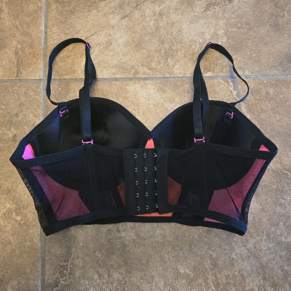 Designer Neon Black Lined BB Longline Bustier Bra Size ONE SIZE - 2 Thumbnail